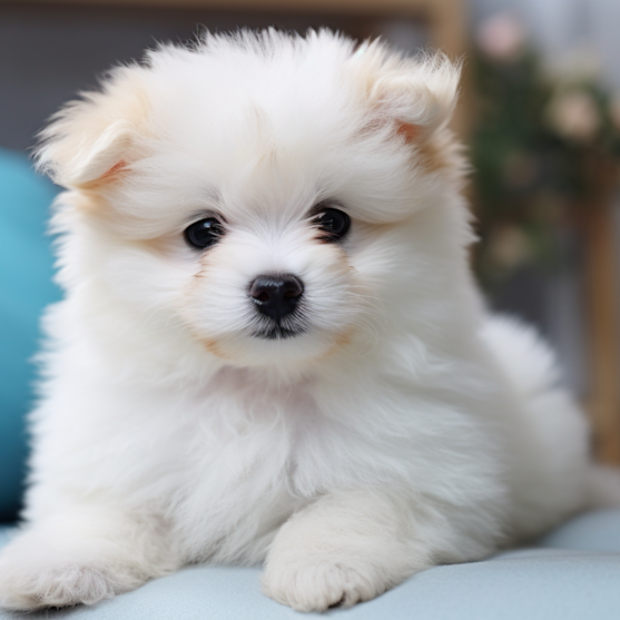 White Pomachon dog Indoor White Pomachon dog